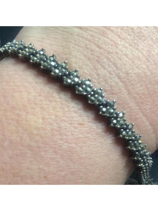 B1501 Vintage Marcasite Bracelet 925 Sterling Silver 7.2\